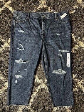 NWT Old Navy High Rise Slouchy Straight Jeans Womens Size 20 Dark Wash Denim